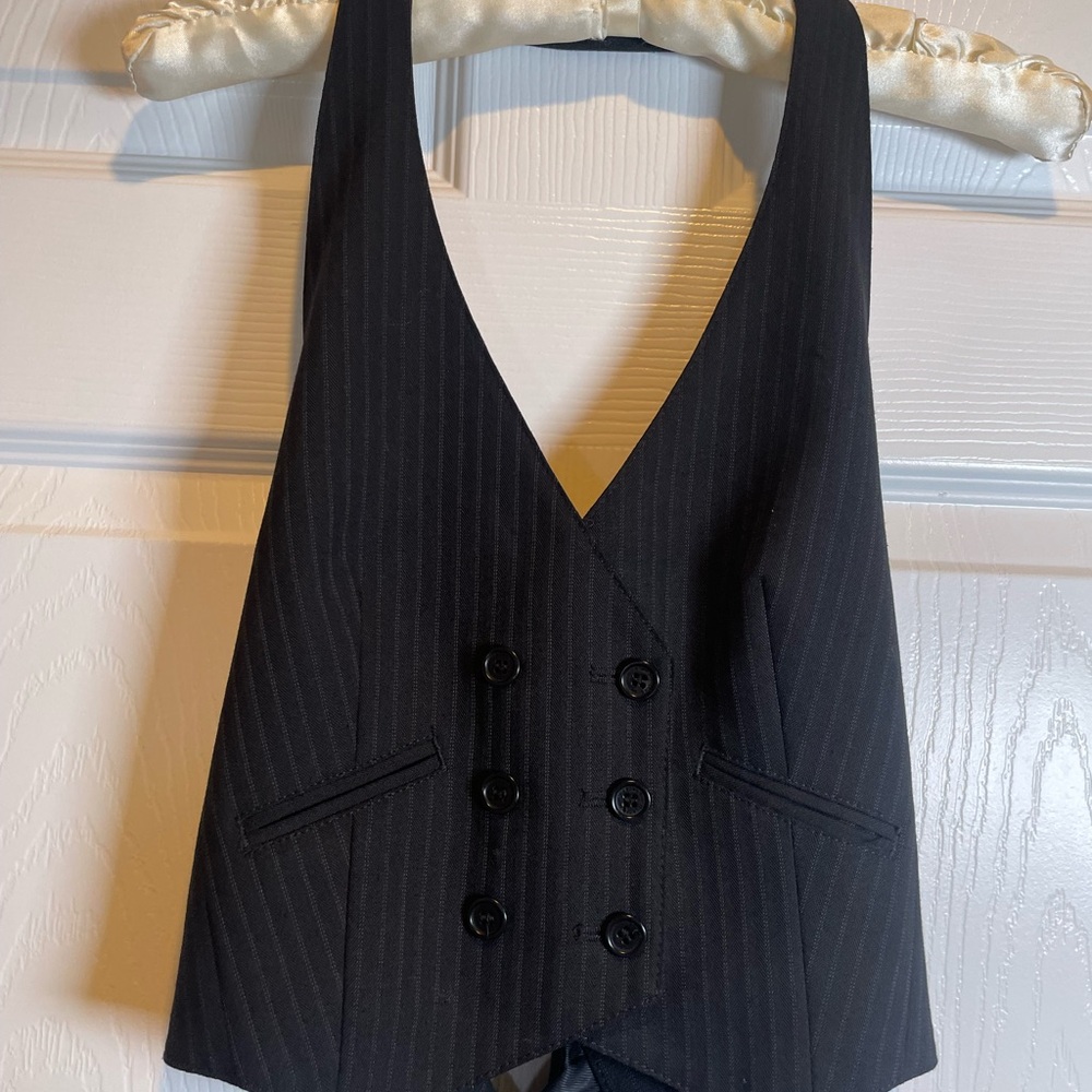 BCBGMaxAzria Charcoal Pinstripe Vest